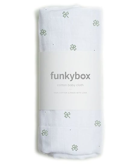 Funkybox, Pieluszka bawełniana, Lucky Clover, Olive, 70x70 cm Funybox