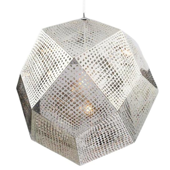 Futurystyczna LAMPA wisząca KKST-5001 L SILVER metalowa OPRAWA zwis geometryczny siatka srebrna Step Into Design