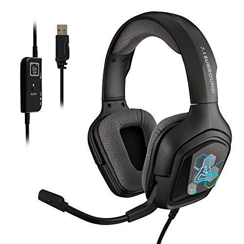 G-Lab Korp Cobalt 7.1 - Słuchawki do gier z dźwiękiem przestrzennym 7.1 - Słuchawki do gier audio, podświetlenie RGB, elastyczny mikrofon, lekkie i wygodne, PC, PS4, PS5 (czarne) Game Technologies