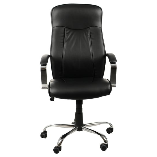 Gabinetowy fotel obrotowy ZN-9152, krzesło biurowe, czarny, ekoskóra Stema