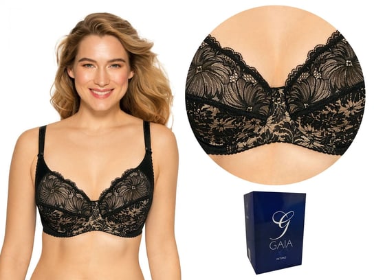 Gaia 534 Chantal Biustonosz Soft, Czarny Ażur, 80G GAIA