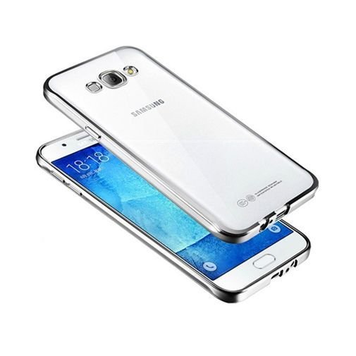 Galaxy J3 2016r przezroczyste, silikonowe, platynowane, SLIM, srebrny EtuiStudio