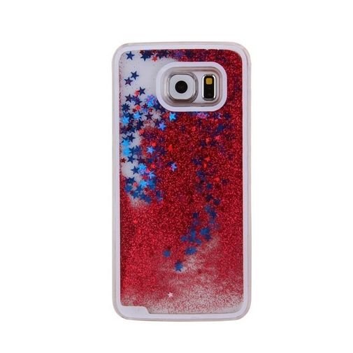 Galaxy S6 etui Stardust z ruchomym płynem w środku czerwony brokat EtuiStudio