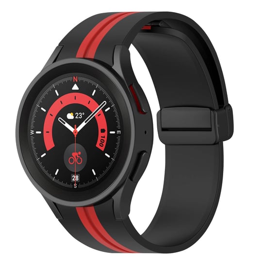 Galaxy Watch 5 / 5 Pro / 4 Pasek Elastyczny Silikon Dwukolorowy Czarny / Czerwony / Czerwony Avizar