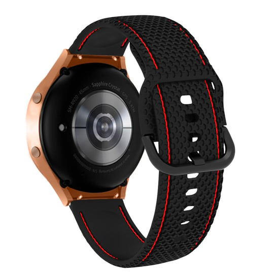 Galaxy Watch 5 / 5 Pro / 4 Pasek Silikonowe szwy Dwukolorowy Czarny / Czerwony Avizar
