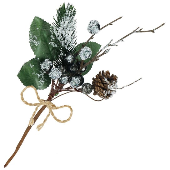 Gałązka świąteczna ozdoba do stroika ośnieżona 25 cm Springos