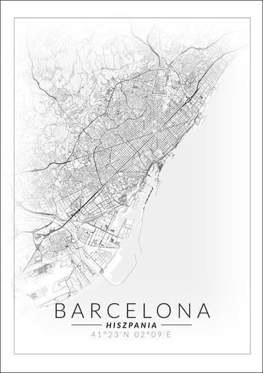 Galeria Plakatu, Barcelona mapa invert, 29,7x42 cm Galeria Plakatu
