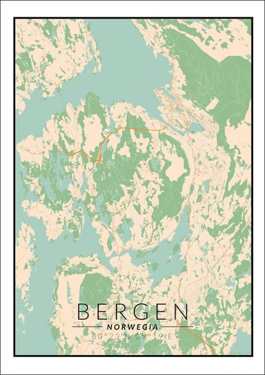 Galeria Plakatu, Bergen mapa kolorowa, 21x29,7 cm Galeria Plakatu