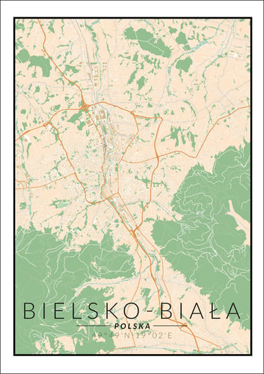 Galeria Plakatu, Bielsko Biała mapa kolorowa, 21x29,7 cm Galeria Plakatu