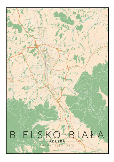 Galeria Plakatu, Bielsko Biała mapa kolorowa, 70x100 cm Galeria Plakatu