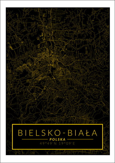 Galeria Plakatu, Bielsko Biała mapa złota, 60x80 cm Galeria Plakatu