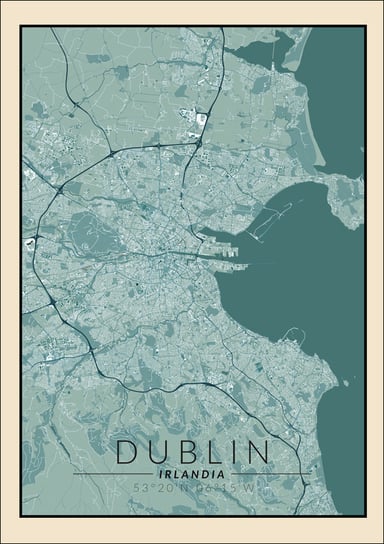 Galeria Plakatu, Dublin mapa vintage, 30x40 cm Galeria Plakatu