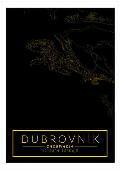 Galeria Plakatu, Dubrovnik mapa złota, 61x91,5 cm Galeria Plakatu