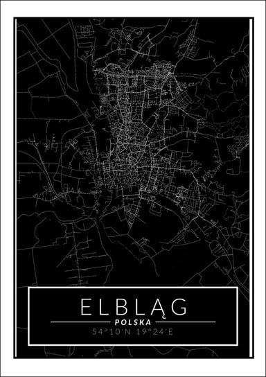 Galeria Plakatu, Elblag mapa dark, 21x29,7 cm Galeria Plakatu