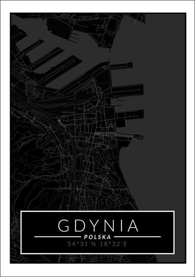 Galeria Plakatu, Gdynia mapa dark, 50x70 cm Galeria Plakatu