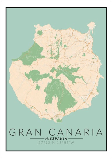 Galeria Plakatu, Gran Canaria mapa kolorowa, 21x29,7 cm Galeria Plakatu