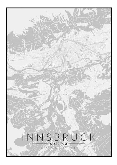Galeria Plakatu, Innsbruck mapa czarno biała, 42x59,4 cm Galeria Plakatu