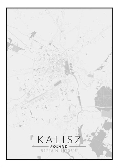 Galeria Plakatu, Kalisz mapa czarno biała, 29,7x42 cm Galeria Plakatu