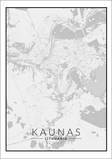 Galeria Plakatu, Kaunas mapa czarno biała, 59,4x84,1 cm Galeria Plakatu
