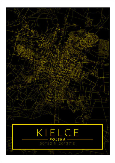 Galeria Plakatu, Kielce mapa złota, 20x30 cm Galeria Plakatu