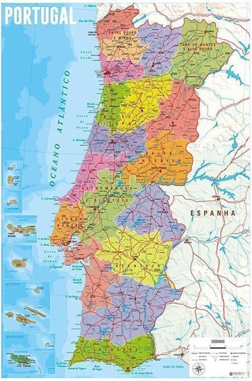 Galeria Plakatu, Mapa Portugalii, 61x91,5 cm Galeria Plakatu