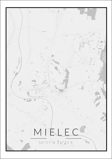 Galeria Plakatu, Mielec mapa czarno biała, 20x30 cm Galeria Plakatu