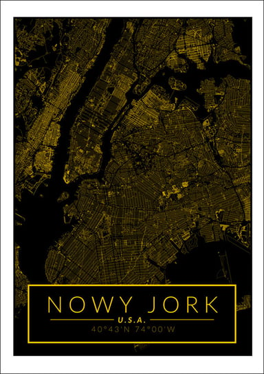 Galeria Plakatu, Nowy Jork mapa złota, 42x59,4 cm Galeria Plakatu