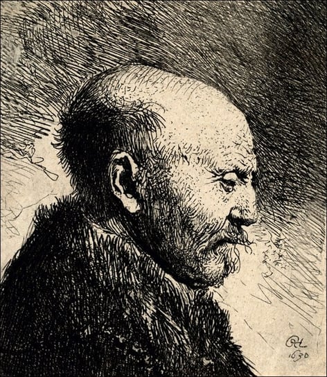 Galeria Plakatu, Plakat, A Bald Man in Profile, Rembrandt, 21x29,7 cm Galeria Plakatu