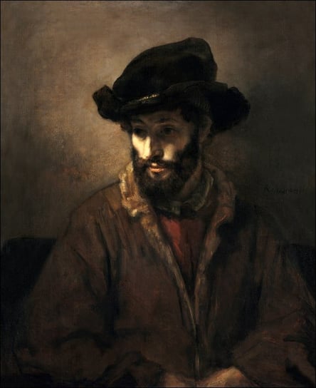 Galeria Plakatu, Plakat, A Bearded Man Wearing a Hat, Rembrandt, 42x59,4 cm Galeria Plakatu