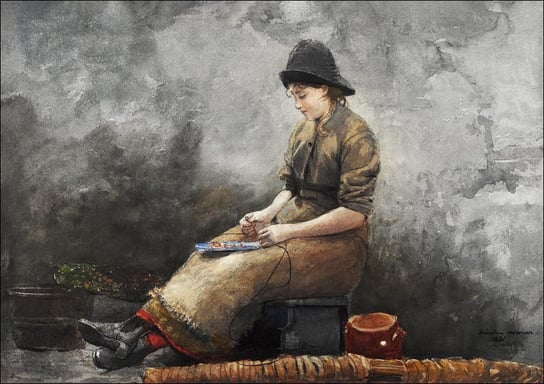 Galeria Plakatu, Plakat, A Fishergirl Baiting Lines, Winslow Homer, 70x50 cm Galeria Plakatu
