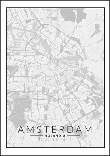 Galeria Plakatu, Plakat, Amsterdam Mapa Czarno Biała, 21x29,7 cm Galeria Plakatu