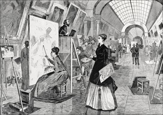 Galeria Plakatu, Plakat, Art Students and Copyists in the Louvre Gallery, Paris, Winslow Homer, 29,7x21 cm Galeria Plakatu