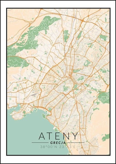 Galeria Plakatu, Plakat, Ateny Mapa Kolorowa, 21x29,7 cm Galeria Plakatu