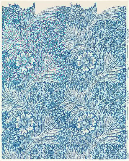 Galeria Plakatu, Plakat, Blue marigold illustration wall art print and poster design remix from original artwork, William Morris, 30x40 cm Galeria Plakatu