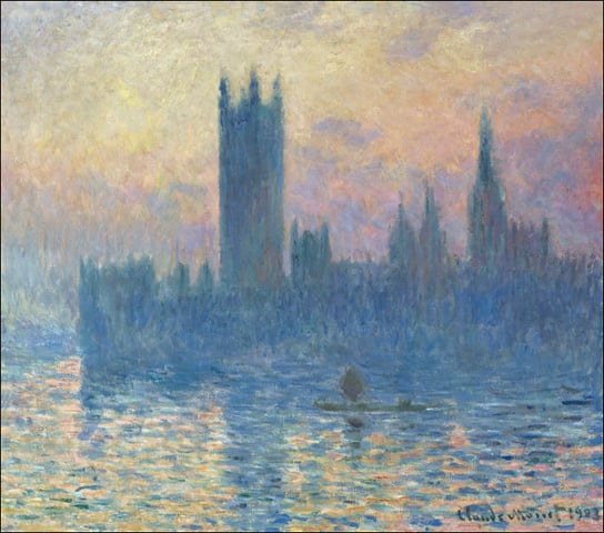 Galeria Plakatu, Plakat, Budynek Parlamentu w Londynie o zachodzie słońca, Claude Monet, 29,7x21 cm Galeria Plakatu