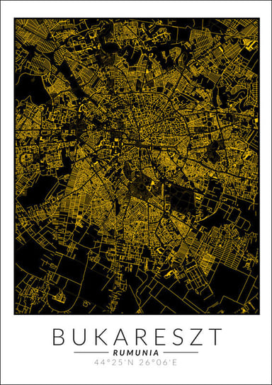 Galeria Plakatu, Plakat, Bukareszt Złota Mapa, 60x80 cm Galeria Plakatu