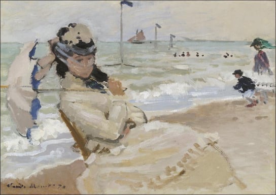 Galeria Plakatu, Plakat, Camille on the Beach in Trouville, Claude Monet, 100x70 cm Galeria Plakatu