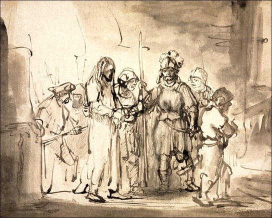 Galeria Plakatu, Plakat, Christ Taken Before Caiaphas, Rembrandt, 91,5x61 cm Galeria Plakatu