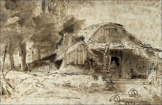 Galeria Plakatu, Plakat, Cottage near the Entrance to a Wood, Rembrandt, 59,4x42 cm Galeria Plakatu