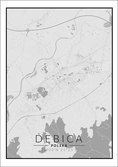 Galeria Plakatu, Plakat, Dębica Mapa Czarno Biała, 60x80 cm Galeria Plakatu