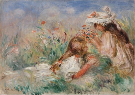 Galeria Plakatu, Plakat, Girls in the Grass Arranging a Bouquet, Pierre-Auguste Renoir, 59,4x42 cm Galeria Plakatu