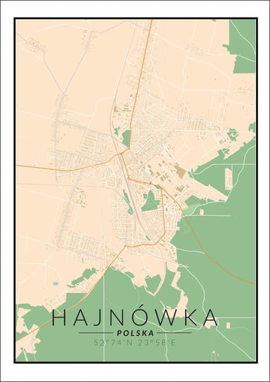 Galeria Plakatu, Plakat, Hajnówka Mapa Kolorowa, 70x100 cm Galeria Plakatu