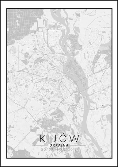 Galeria Plakatu, Plakat, Kijów Mapa Czarno Biała, 40x60 cm Galeria Plakatu