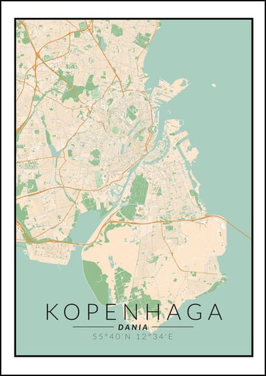 Galeria Plakatu, Plakat, Kopenhaga Mapa Kolorowa, 70x100 cm Galeria Plakatu