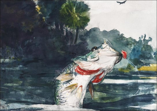 Galeria Plakatu, Plakat, Life-Size Black Bass, Winslow Homer, 40x30 cm Galeria Plakatu