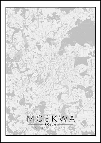 Galeria Plakatu, Plakat, Moskwa Mapa Czarno Biała, 40x50 cm Galeria Plakatu