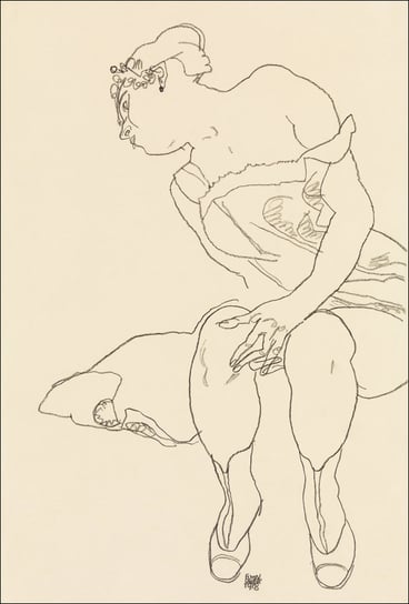 Galeria Plakatu, Plakat, Naked lady. Seated Woman in Corset and Boots, Egon Schiele, 29,7x42 cm Galeria Plakatu