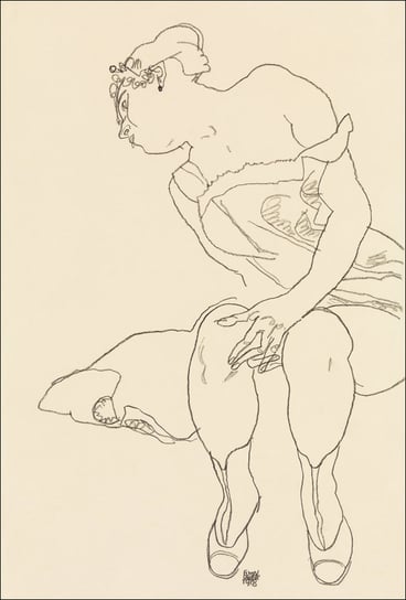 Galeria Plakatu, Plakat, Naked lady. Seated Woman in Corset and Boots, Egon Schiele, 40x50 cm Galeria Plakatu