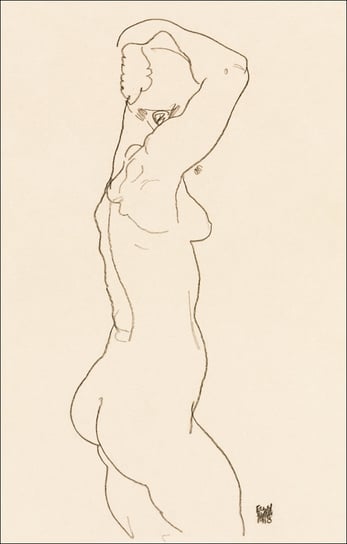 Galeria Plakatu, Plakat, Naked woman backview. Standing Nude, Facing Right, Egon Schiele, 20x30 cm Galeria Plakatu