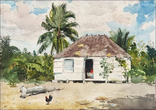 Galeria Plakatu, Plakat, Native hut at Nassau, Winslow Homer, 50x40 cm Galeria Plakatu